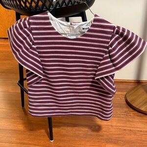 MSGM Striped Blouse - Red, White, and Blue, medium size, made in Italy